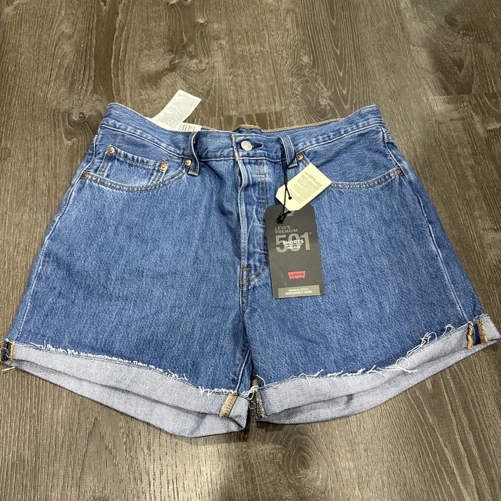 Levis 501 NWT Mid Rise Premium Cut-Off Blue Jean Shorts 27 Retro '90s Y2K $69.50